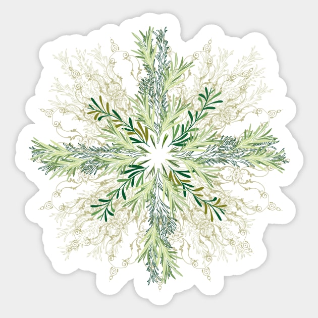 Mandala of Rosemary plant, herbal talisman Sticker by ariverde